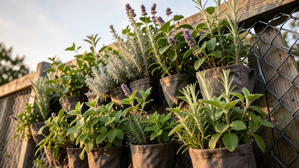 Vertical Herb Garden On Fences